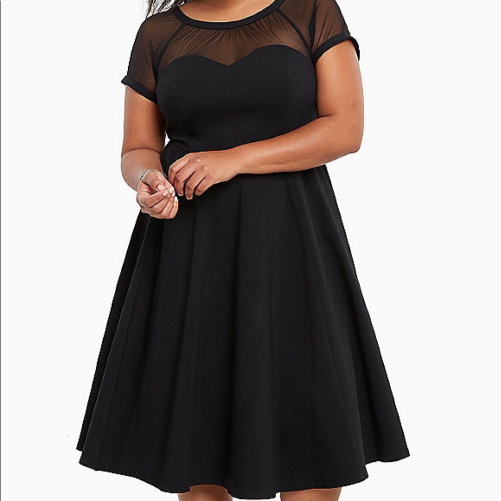 Torrid Black Mesh Inset Swing Dress